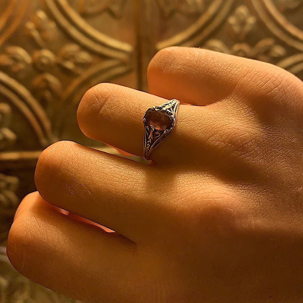 (fake) red jewel ring / silver / red gem \ 🌹